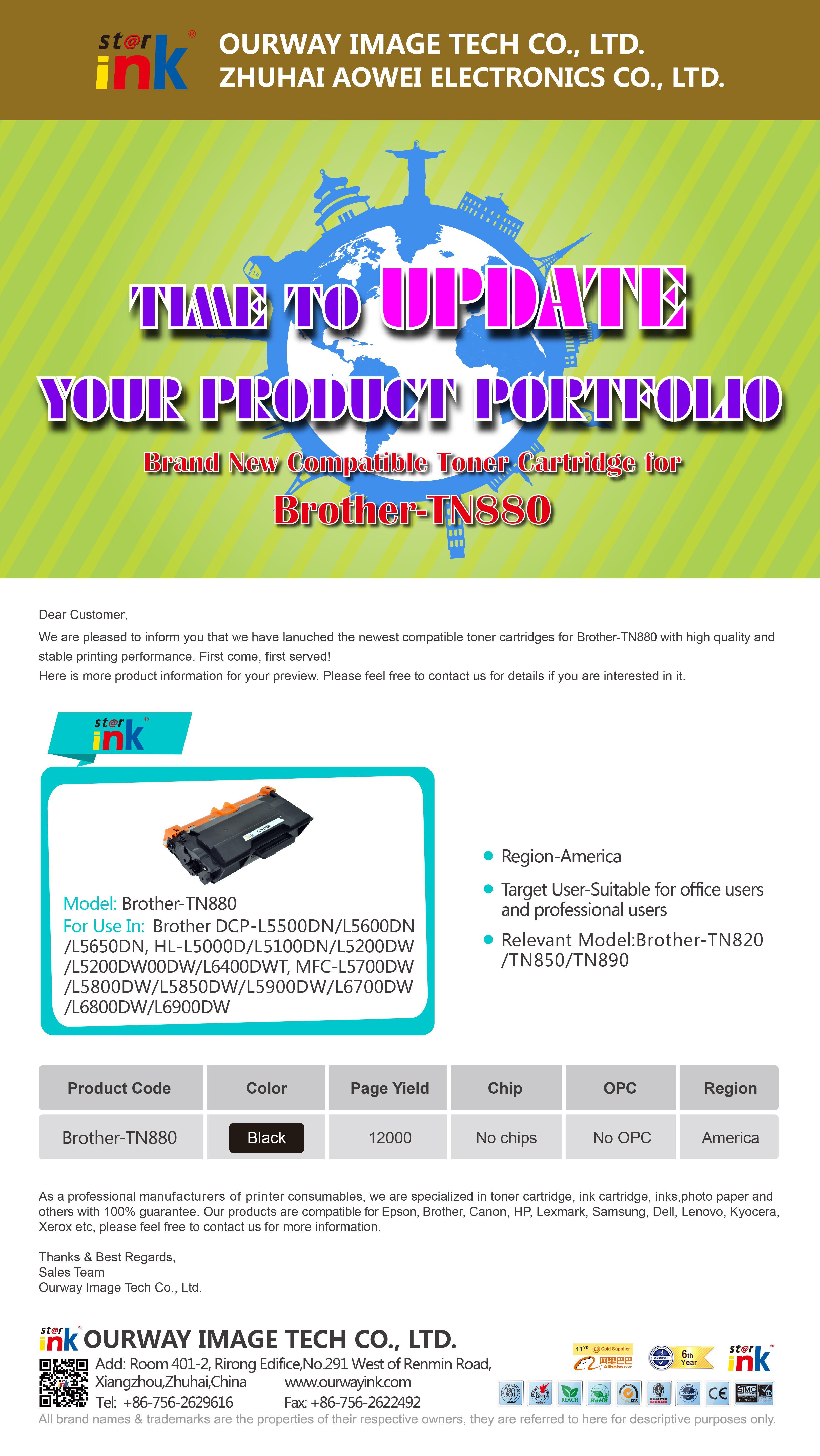 Compatible Toner Cartridge for Bro TN880 from Starink